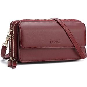 Women Burgundy Imported Faux Leather Crossbody Wallet With Phone Pocket Bags
